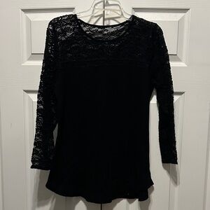 Torrid Black Lace Long Sleeve Top